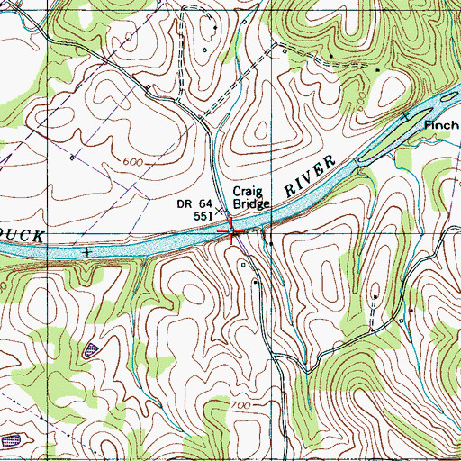 Topographic Map of Craig Bridge, TN