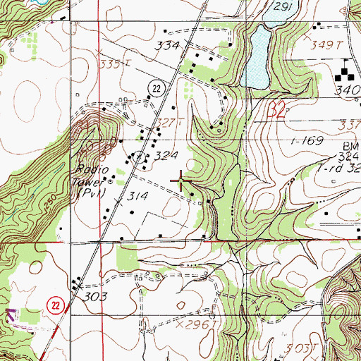 Topographic Map of Lakeland Farms 12 Acre Lake, AL
