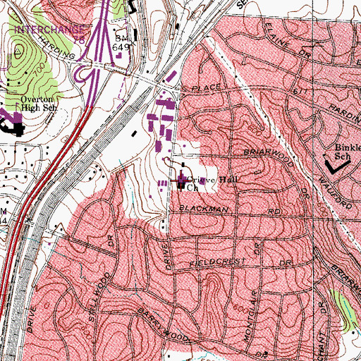 Topographic Map of Crieve Hall Church, TN