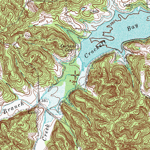 Topographic Map of Crockett Branch, TN