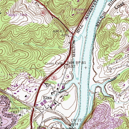 Topographic Map of Cross Cemetery, TN
