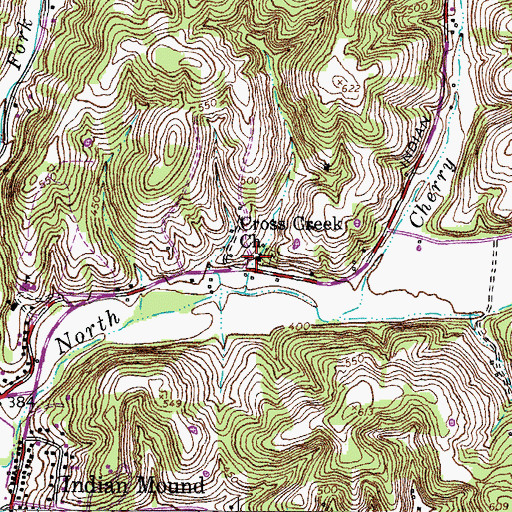 Topographic Map of Cross Creek Church, TN