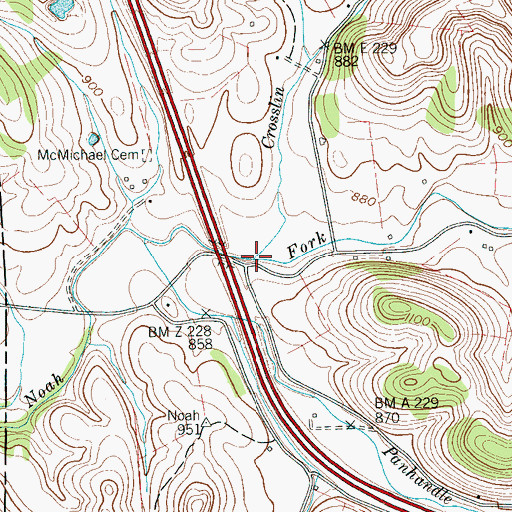Topographic Map of Crosslin Branch, TN