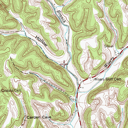 Topographic Map of Crosslin Hollow, TN