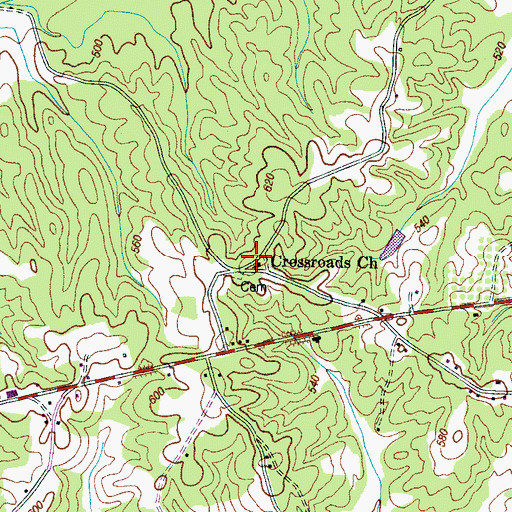 Topographic Map of Crossroads Church, TN