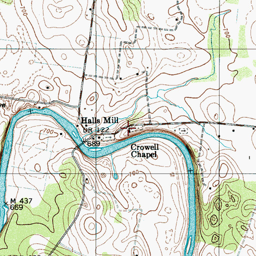Topographic Map of Crowells Chapel Lutheran Church, TN