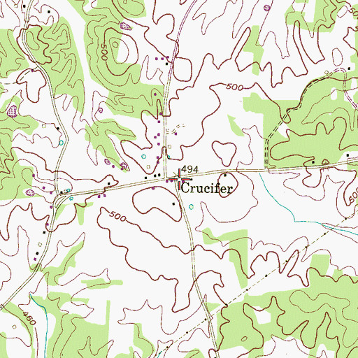 Topographic Map of Crucifer, TN