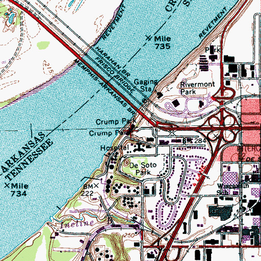 Topographic Map of Crump Park, TN