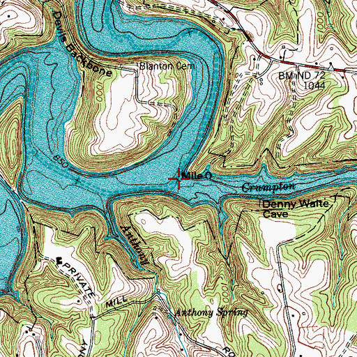 Topographic Map of Crumpton Creek, TN