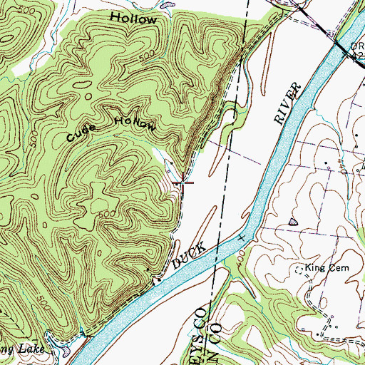 Topographic Map of Cude Hollow, TN