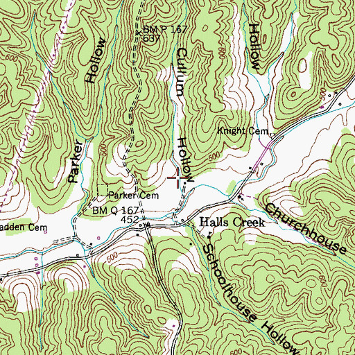 Topographic Map of Cullum Hollow, TN