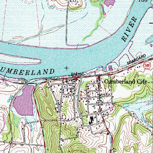 Topographic Map of Cumberland City, TN