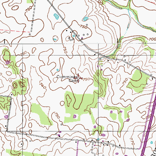 Topographic Map of Cummings Cemetery, TN