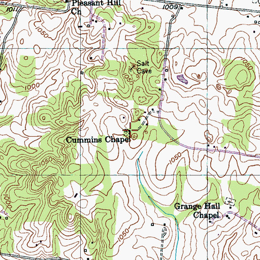 Topographic Map of Cummins Chapel, TN