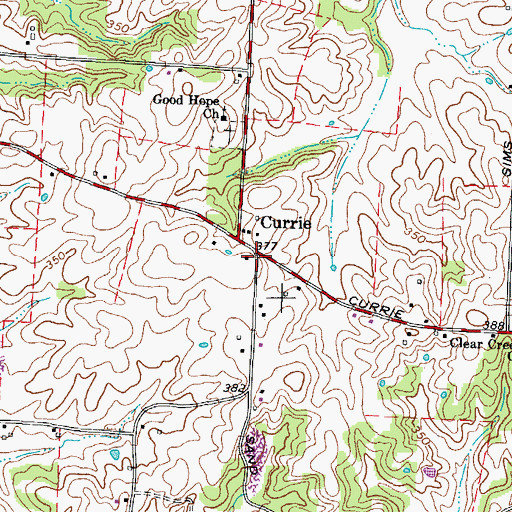 Topographic Map of Currie, TN