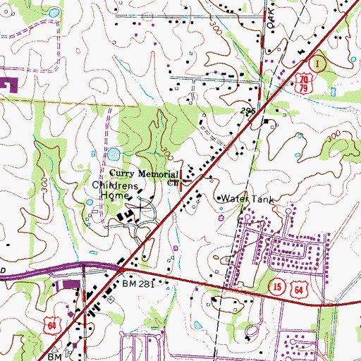 Topographic Map of Curry Memorial Church, TN
