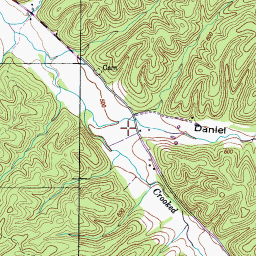 Topographic Map of Daniel Hollow, TN