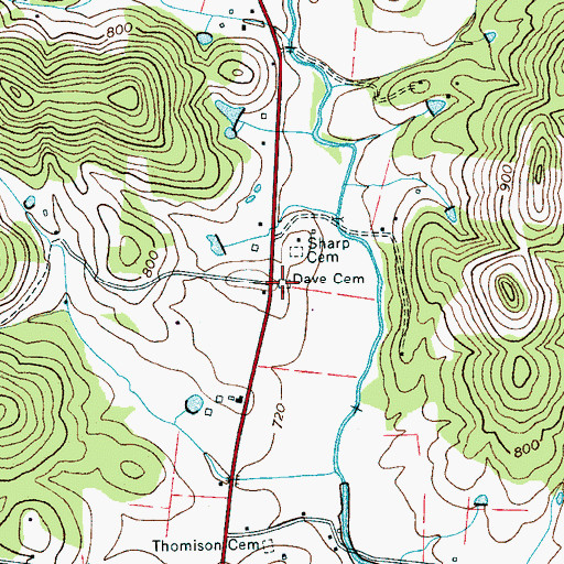 Topographic Map of Dave Cemetery, TN