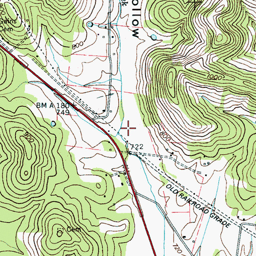 Topographic Map of Dave Hollow, TN