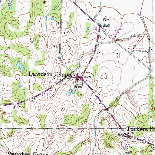 Topographic Map of Davidson Chapel, TN