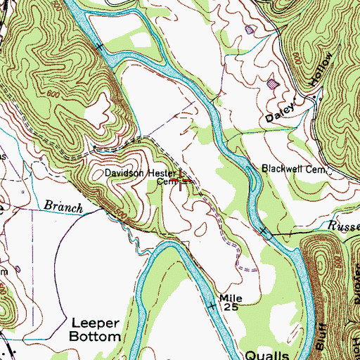 Topographic Map of Davidson Hester Cemetery, TN