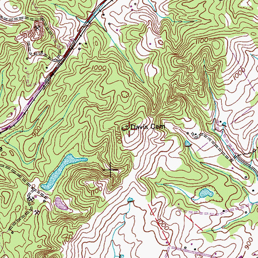 Topographic Map of Davis Cemetery, TN
