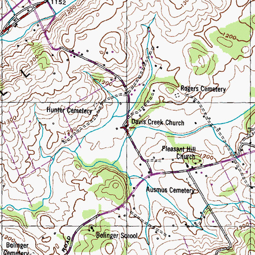 Topographic Map of Davis Creek Church, TN