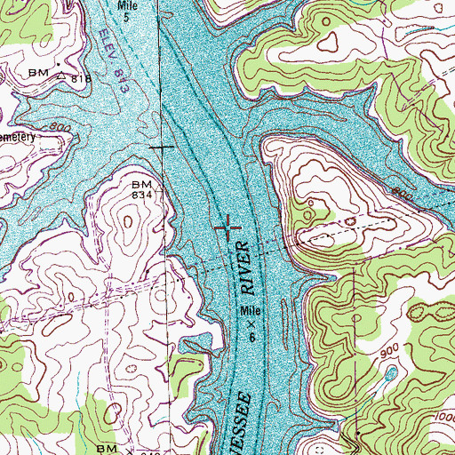 Topographic Map of Davis Ferry, TN