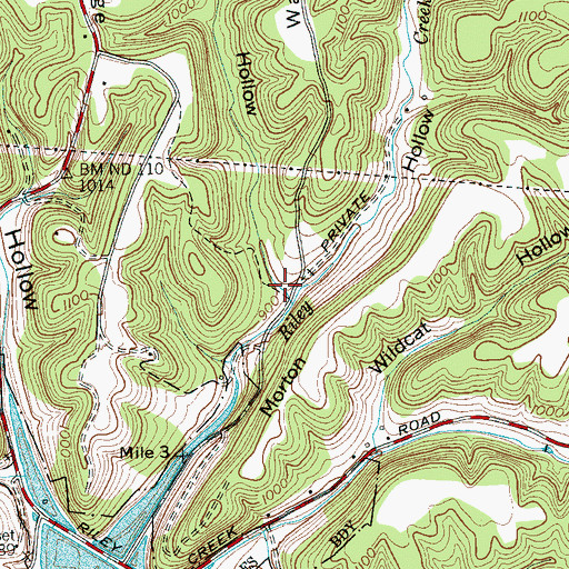 Topographic Map of Davis Hollow, TN
