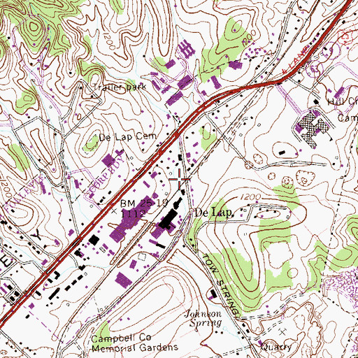 Topographic Map of De Lap, TN
