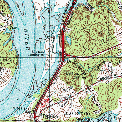 Topographic Map of DeArmond Spring Branch, TN