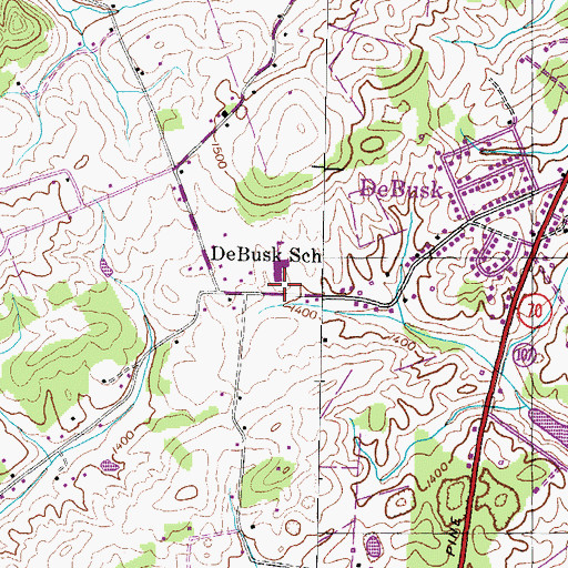 Topographic Map of DeBusk School, TN