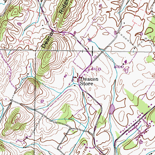 Topographic Map of Deacon Store, TN