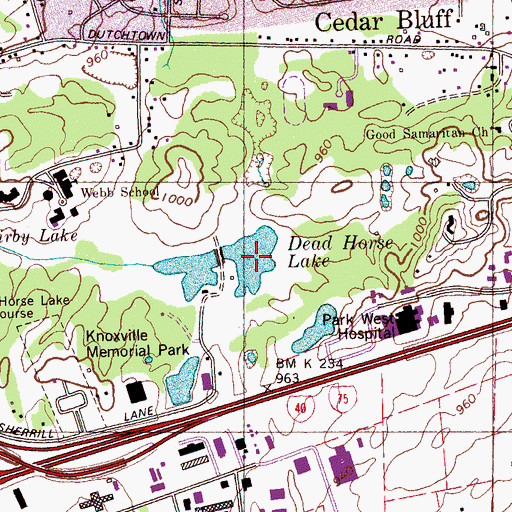 Topographic Map of Dead Horse Lake, TN
