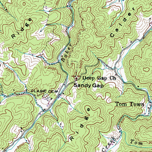 Topographic Map of Deep Gap Church, TN