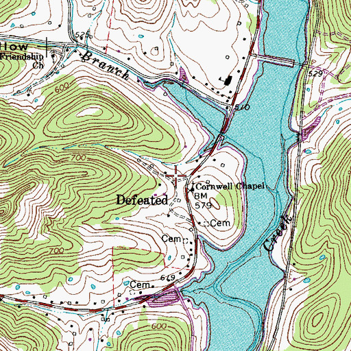 Topographic Map of Defeated, TN