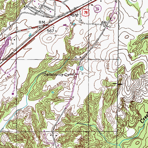 Topographic Map of Dellahunty Cemetery, TN