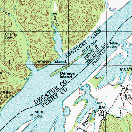 Topographic Map of Denson Island, TN