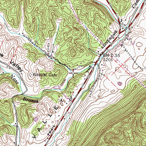 Topographic Map of Devils Nose Valley, TN