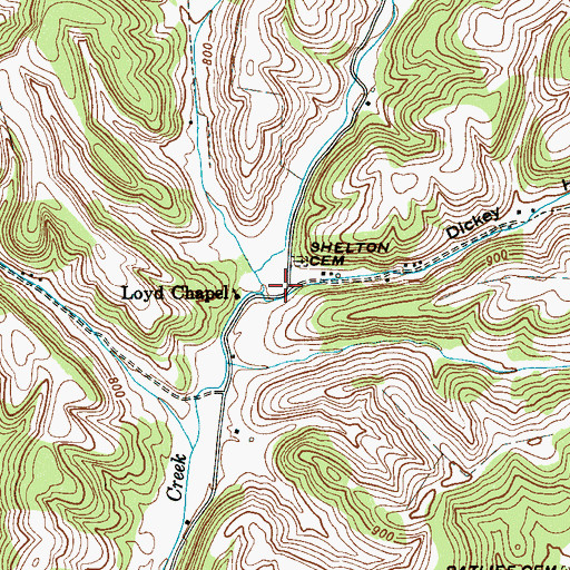 Topographic Map of Dickey Hollow, TN