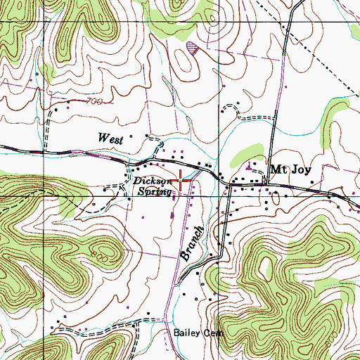 Topographic Map of Dickson Spring, TN
