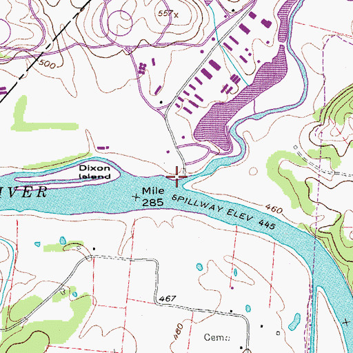 Topographic Map of Dixon Creek, TN
