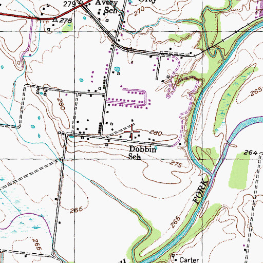 Topographic Map of Dobbin School, TN
