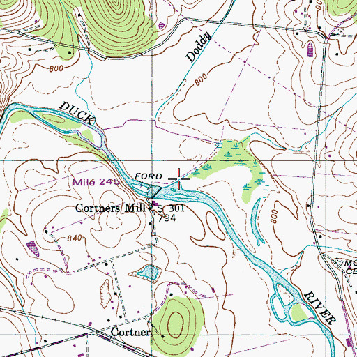 Topographic Map of Doddy Creek, TN