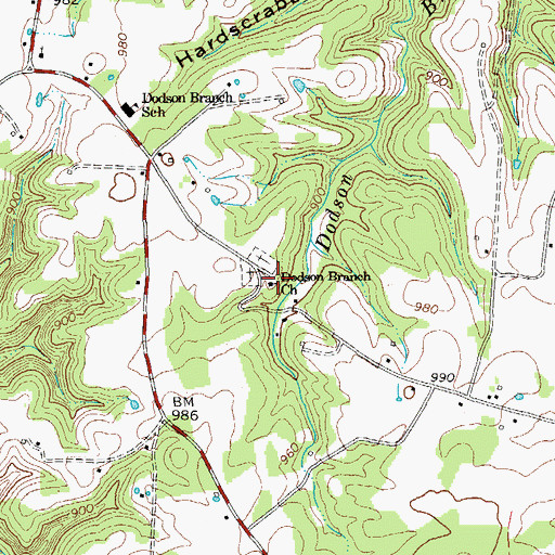 Topographic Map of Dodson Branch Church, TN