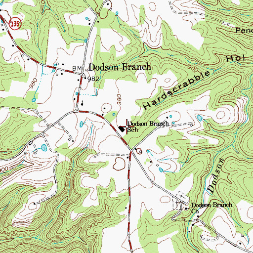 Topographic Map of Dodson Branch School, TN