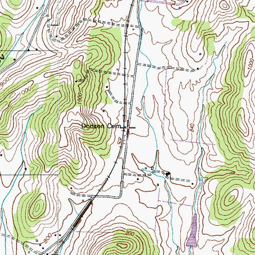 Topographic Map of Dodson Cemetery, TN