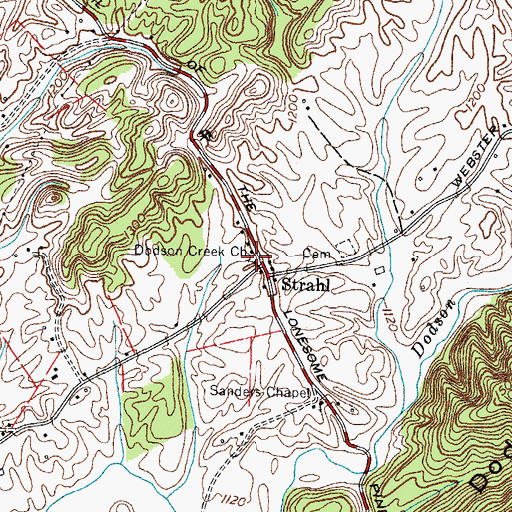 Topographic Map of Dodson Creek Church, TN