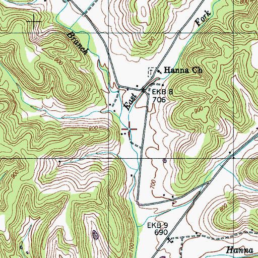 Topographic Map of Dog Branch, TN