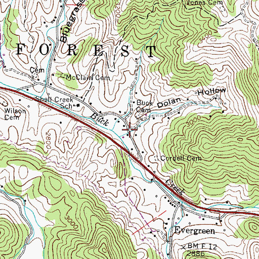 Topographic Map of Dolan Hollow, TN